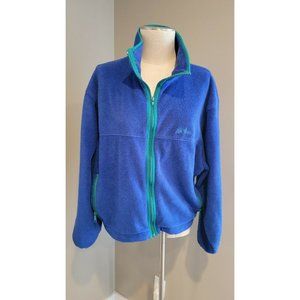 Vintage LL Bean Fleece Zip Jacket Women’s Medium Coat Royal Blue Script Logo